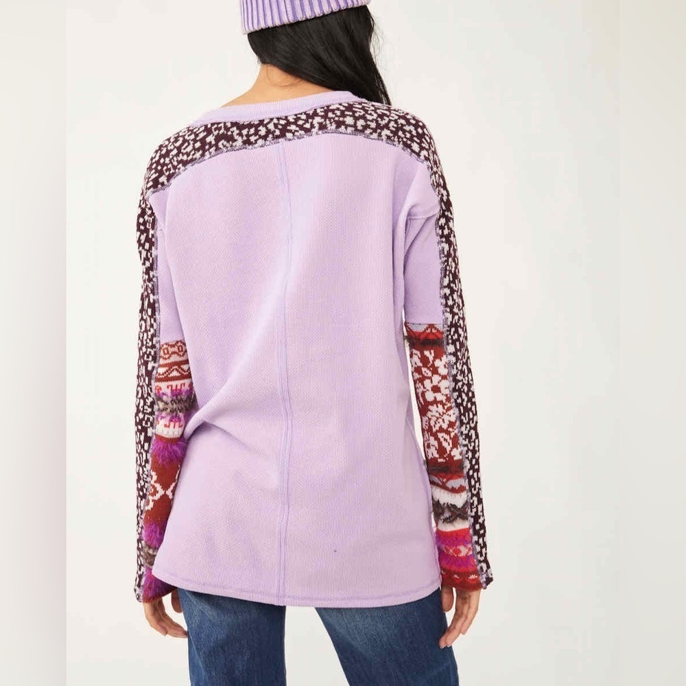 Free People On My Way Cuff Top Lavender Purple Size XS Oversized - Picture 3 of 12